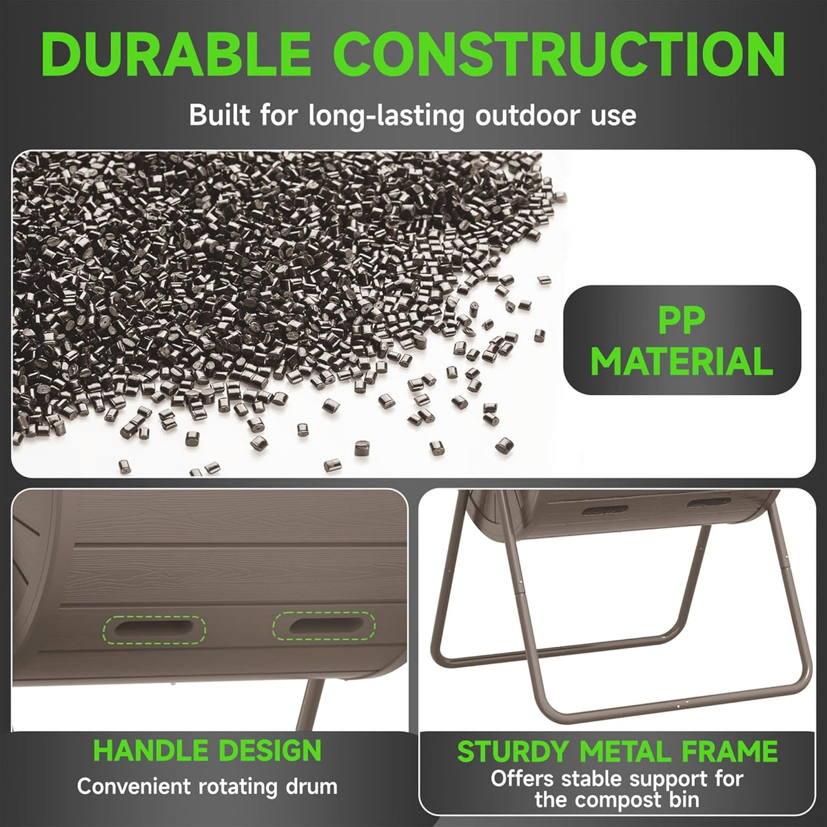 Dual Chamber Tumbling Composter 43 Gallon Large Outdoor Tumbling Composter Efficient Batch