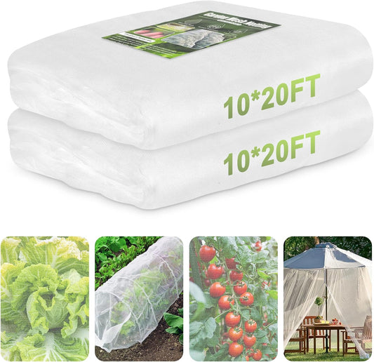 Garden Netting, 2 Pack 10x20Ft Ultra Fine Mesh Netting Pest Barrier Protection Bird Mosquito Net