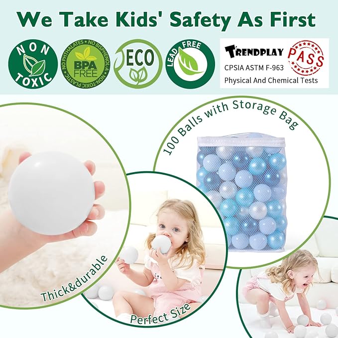 TRENDPLAY Plastic Balls for Ball Pits 2.2 Inch, Pack of 50 100 200 500 Hollow Balls, Perfect for