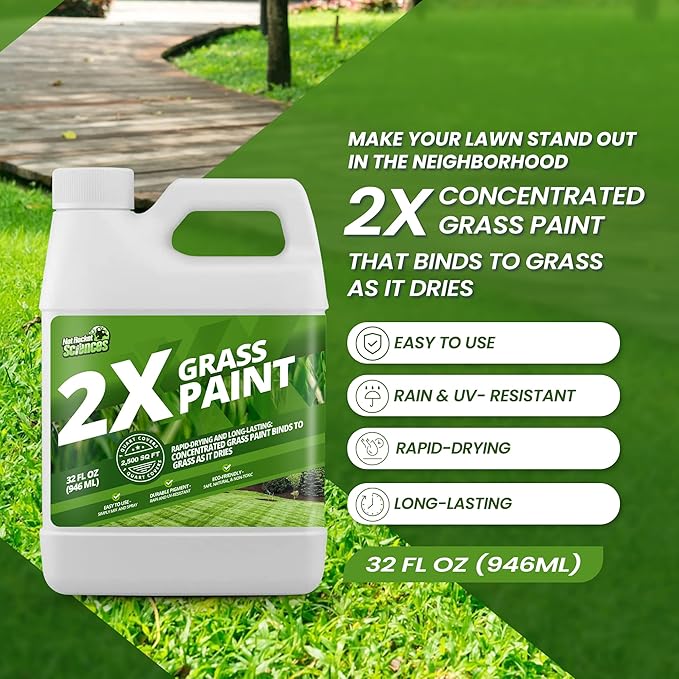 32oz 2X Green Grass Paint for Lawn, Ideal Turf Paint & Green Lawn Spray to Renew Discolored Lawns