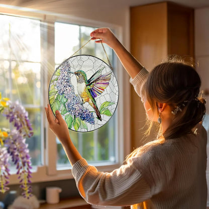 Stained Glass Window Hanging, 8 Inch Hummingbird Sun Catchers, Stained Glass Suncatcher, Window