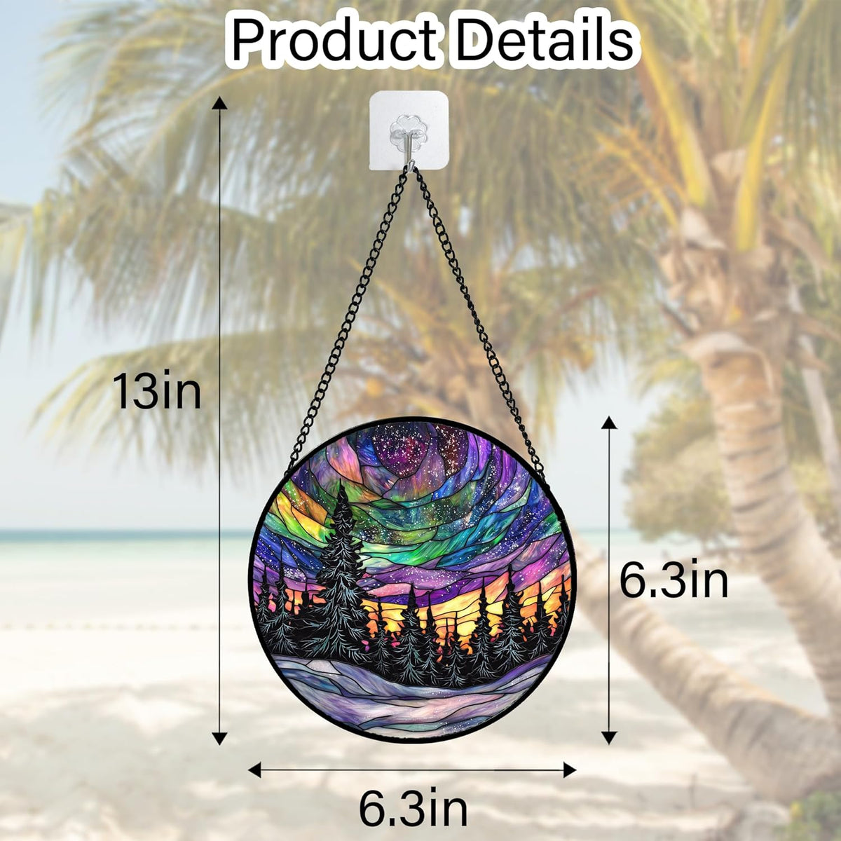 Stained Glass Window Hanging, Van Gogh Night Scene Sun Catchers Colorful Glass Panel Starry Sky