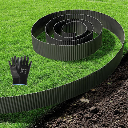 Velway Corrugated Metal Garden Edging - 6" H x 40Ft Sturdy Landscape Edging Border for Lawn, Flower
