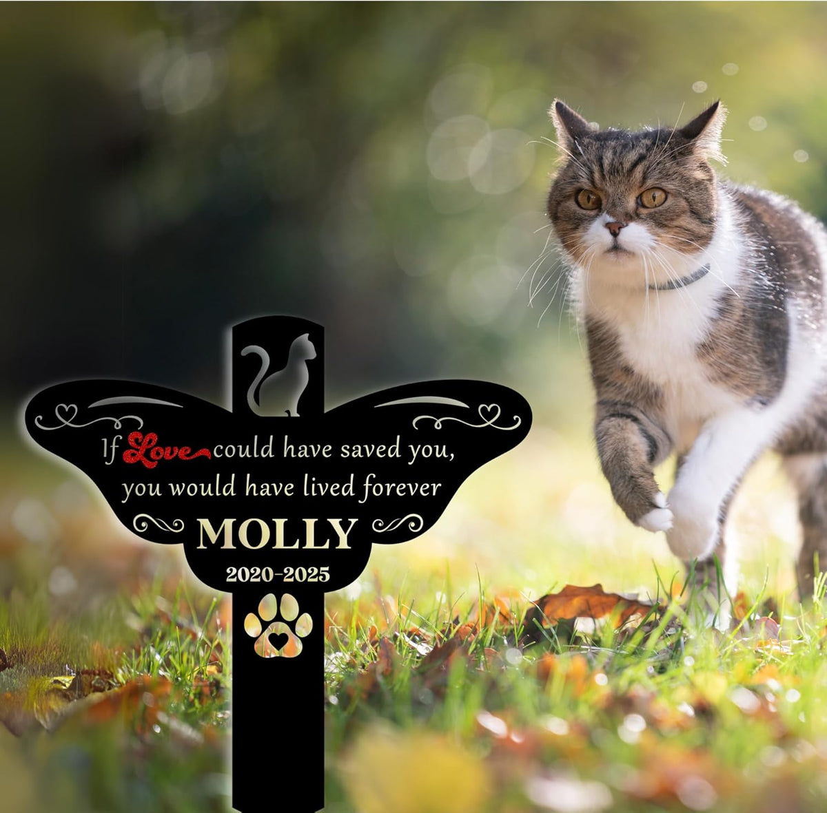 Custom Cat Grave Markers Outdoor | Personalized Pet Grave Markers| Memorial Headstone for Cat with
