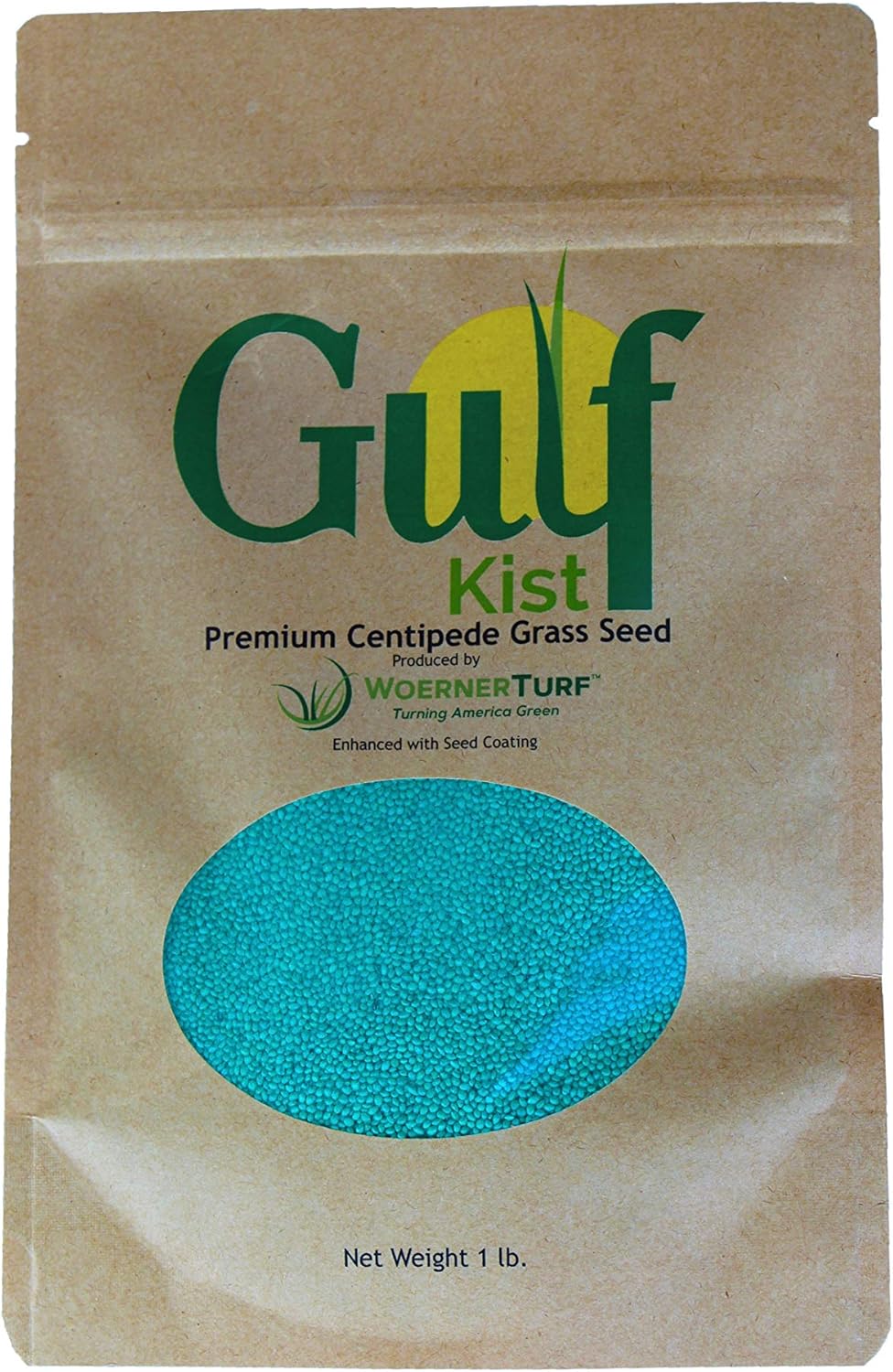 Centipede Grass Seed for a Dense Green Lawn, NO Mulch, 1 lb Coated Seeds, Sun and Moderate Shade