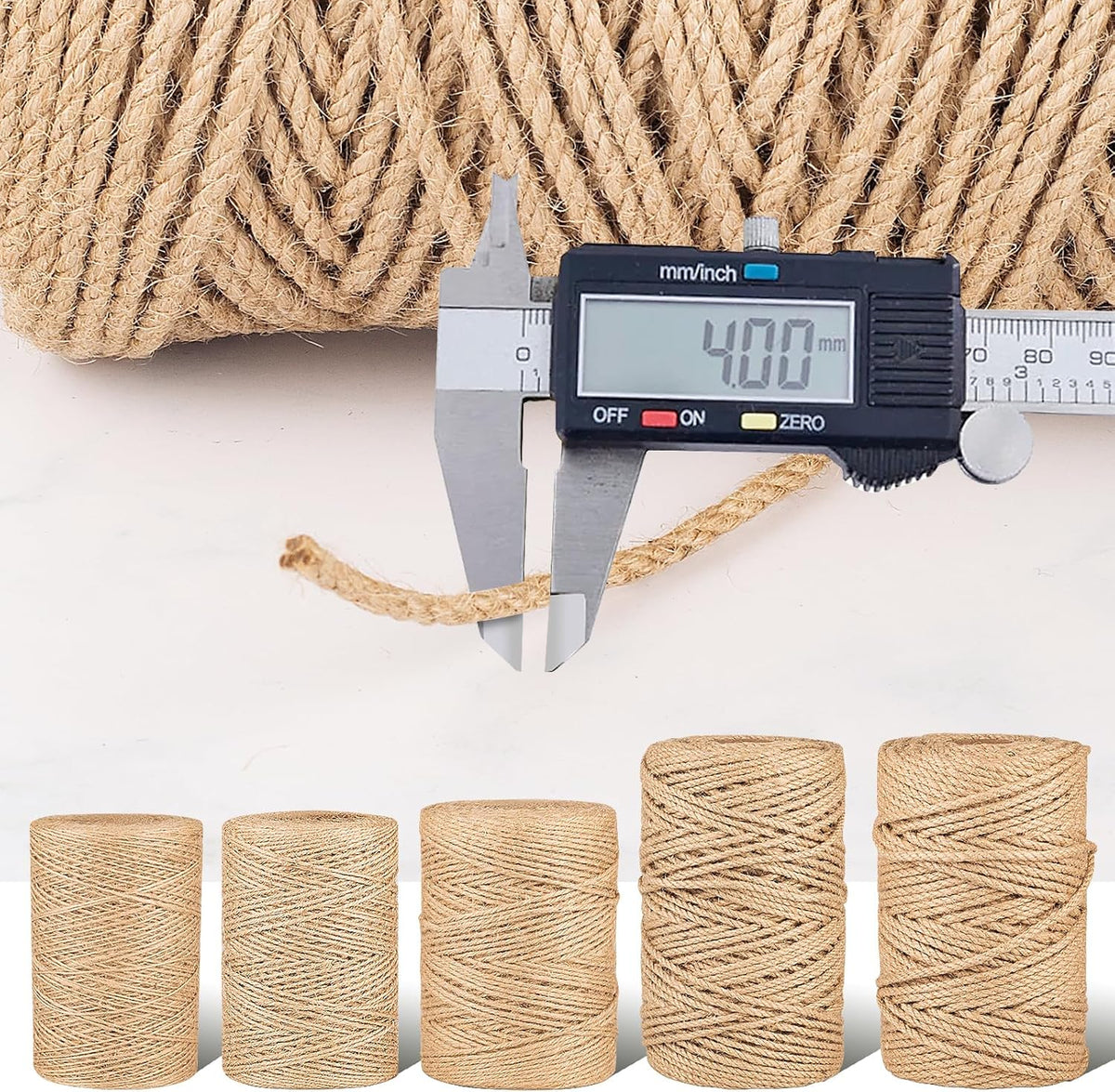 Natural Jute Twine String,Bulk Jute Rope Cord Twine for Crafting Gardening,Roll of Thick and Thin