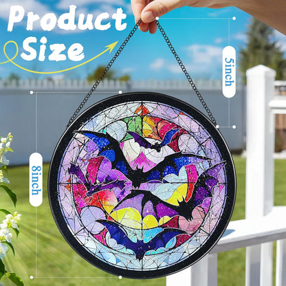 8 Inch Stained Glass Suncatcher Ornament, DOUHASU Bat Sun Catchers Indoor Window, Stained Glass