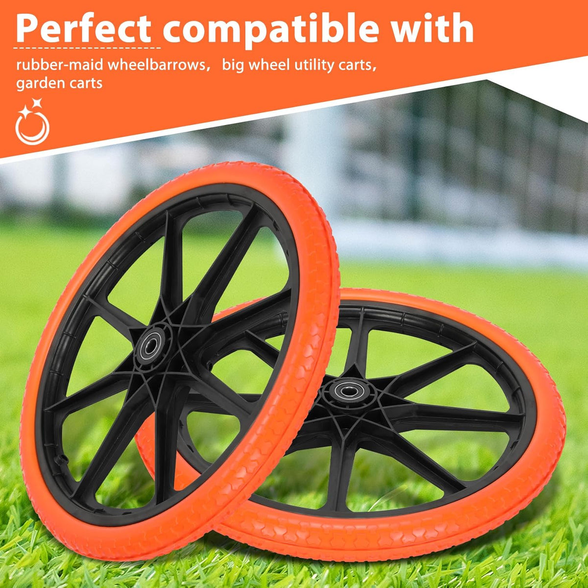 Upgraded 20x1.95" Flat Free Tires Compatible with rubbermaid Wheelbarrow Wheels, 20" Flat Free