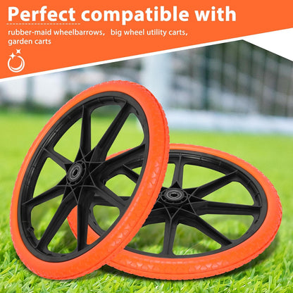 Upgraded 20x1.95" Flat Free Tires Compatible with rubbermaid Wheelbarrow Wheels, 20" Flat Free
