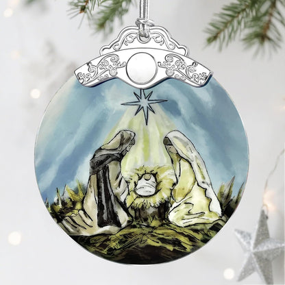 Stained Glass Nativity Ornament, Religious Christmas Ornaments, Christmas Decorations for Tree