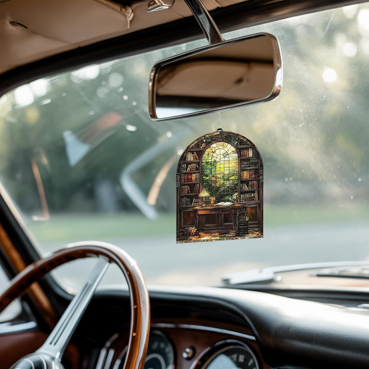 Library Books Bookish Acrylic Suncatcher Stained Glass Effect Window Car Hanging Christmas Ornament