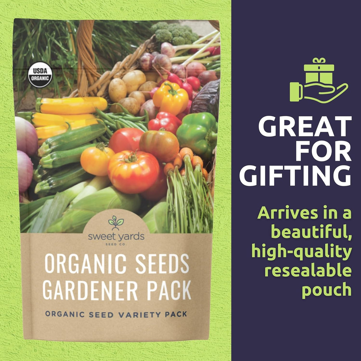 Organic Seeds Gardener Variety Pack - 30 Individual Packs - 2025 Season - Arugula, Basil, Winter