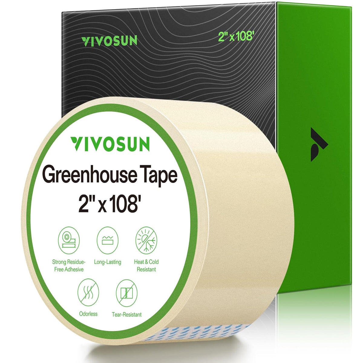 VIVOSUN Greenhouse Repair Tape, 6.3 mil 2" x 108' Weatherproof Clear Poly Patch Tape, Heavy Duty