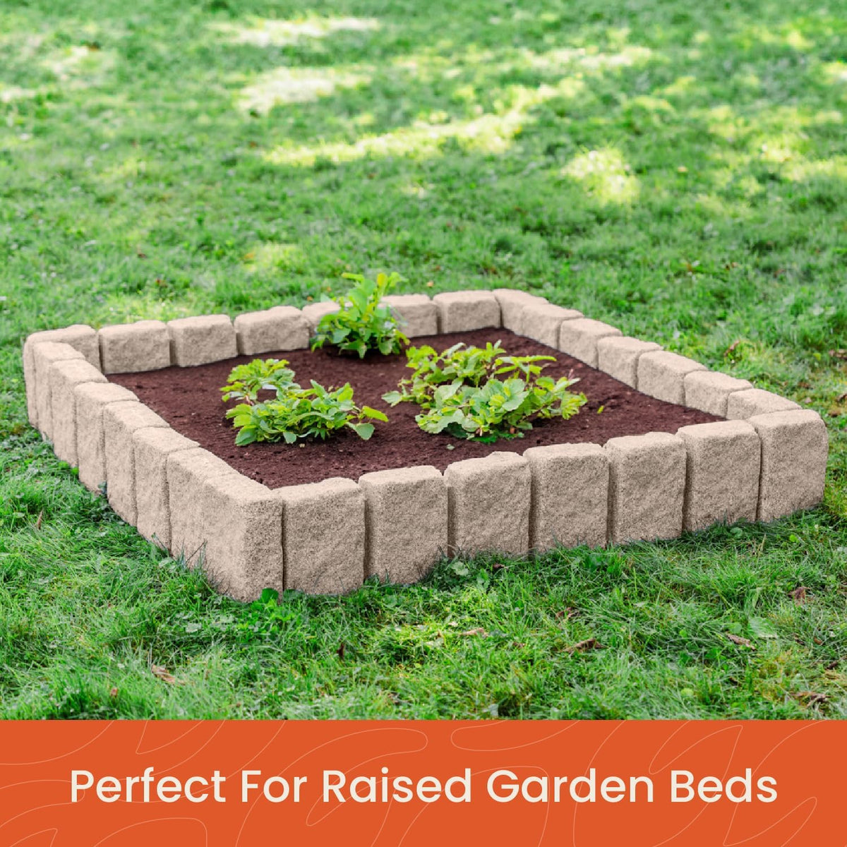 Beuta Landscape Edging | Garden Edging Border | Faux Stone Block XL for Lawn Edging, Flower Beds &
