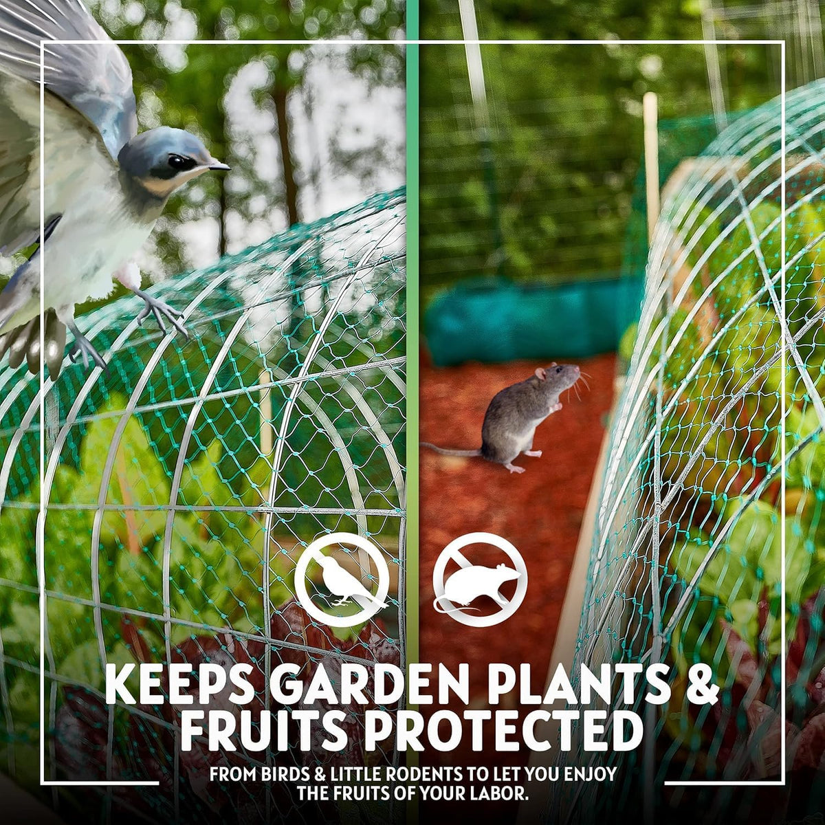 6-1/2 x 33 ft. Green Gentle Garden Netting/Row Cover/Screen | Protect Secure to Keep Away Birds and