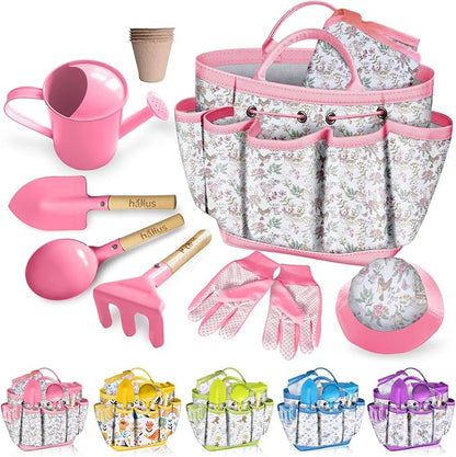 Kids Gardening Tool Set 18PCS Kids Toddler Gardening Set Includes Tote Bag Watering Can Apron Hat