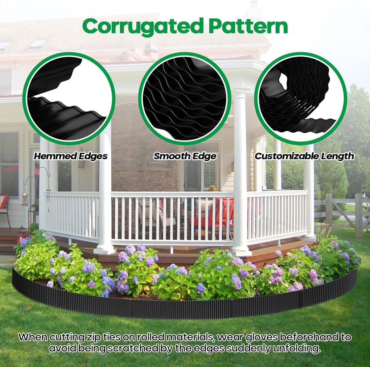 Corrugated Metal Garden Edging, Sturdy Tall Landscape Edging Borders, Perfect DIY for Flower Beds