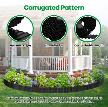 Corrugated Metal Garden Edging, Sturdy Tall Landscape Edging Borders, Perfect DIY for Flower Beds