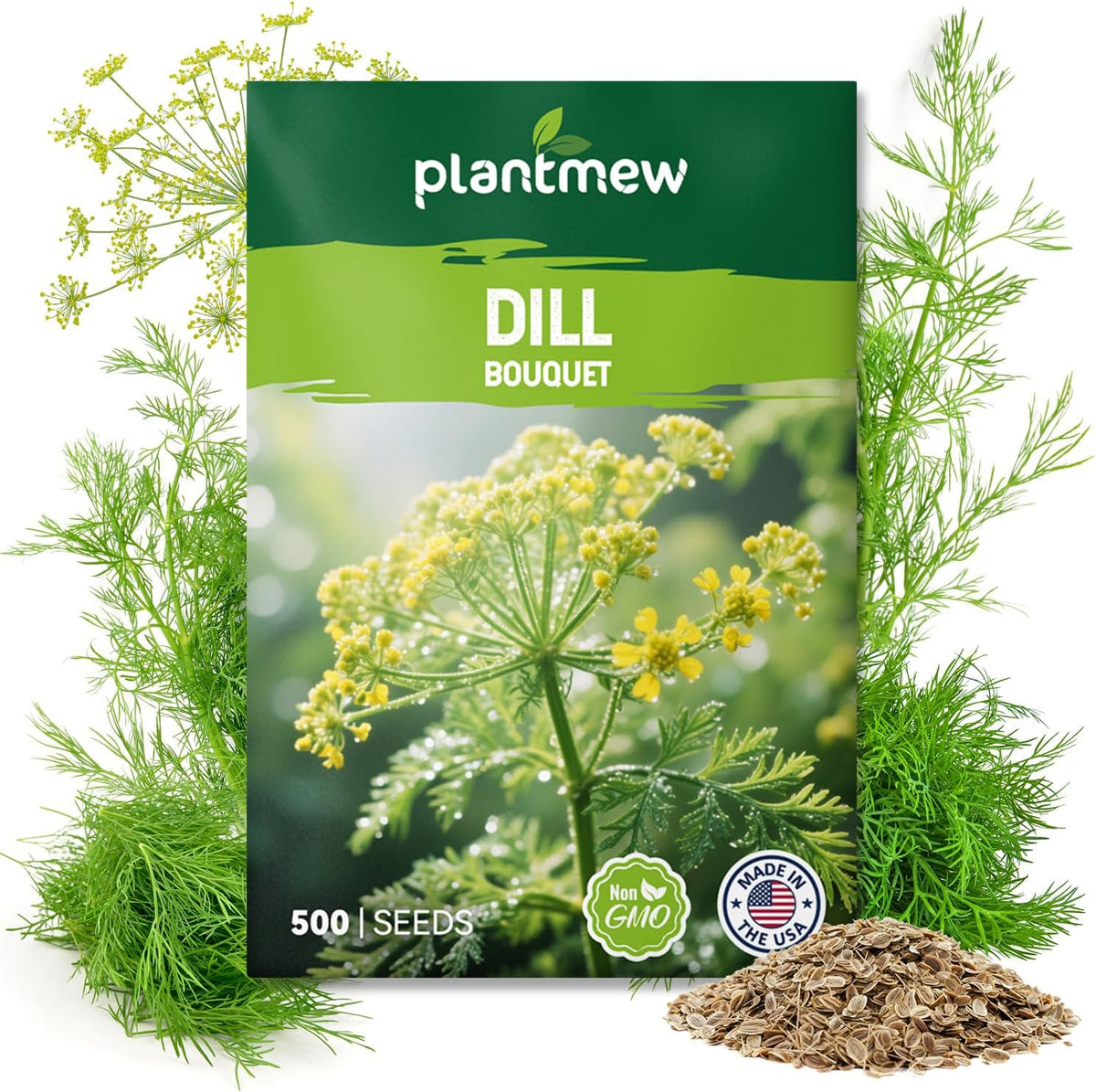Bouquet Dill Seeds for Planting - 500+ Heirloom, Non-GMO Seeds - Herb Seeds Packet for Plating Home