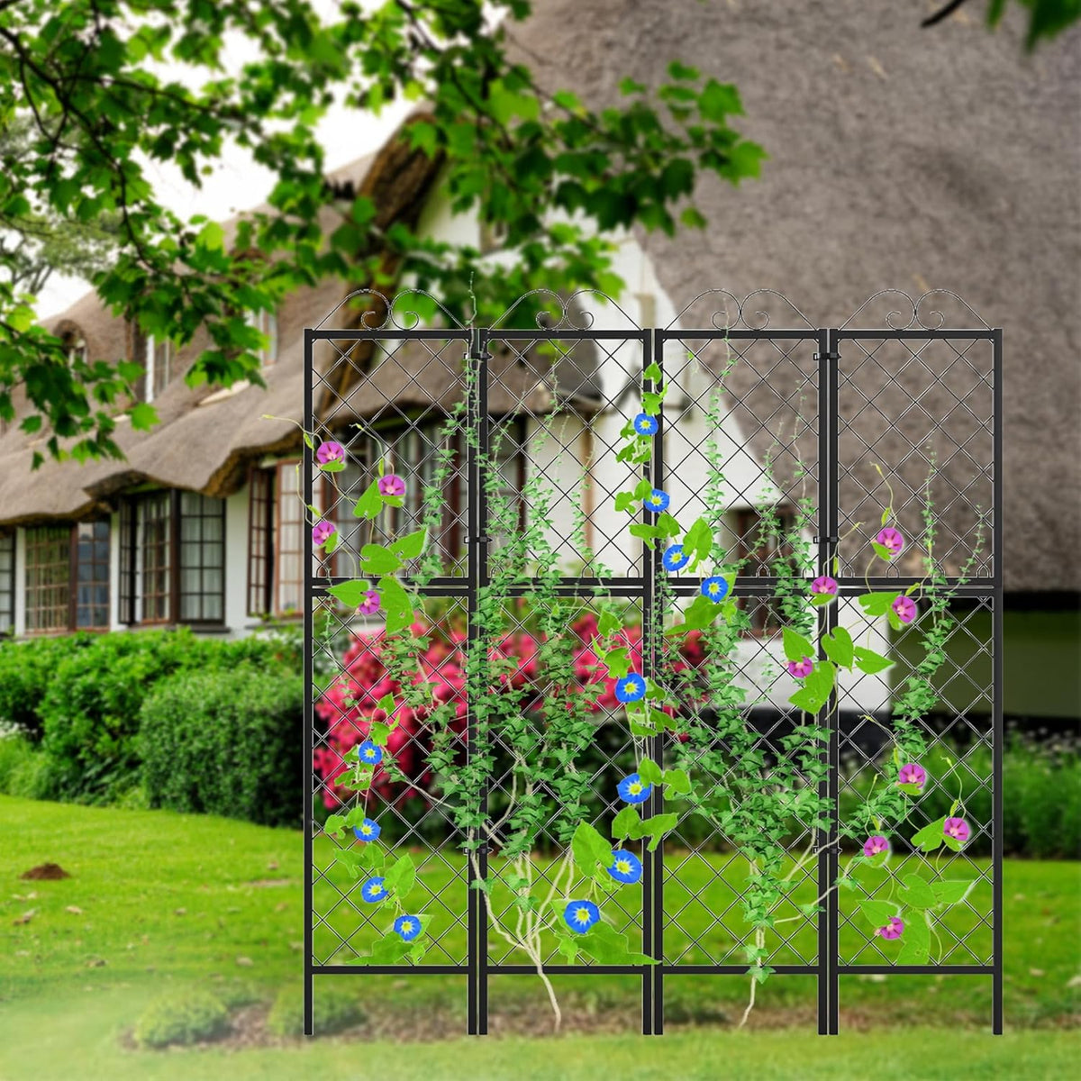 Zhongma 2 Pack Metal Garden Trellises for Climbing Plants, 77.2 Inch Tall Metal Fence Plant Support