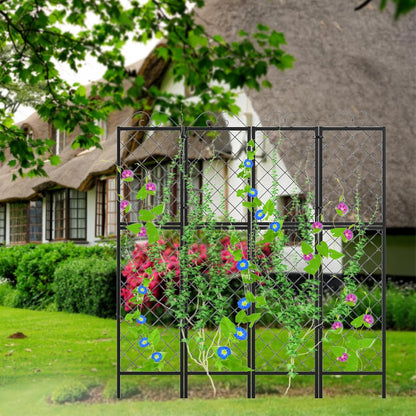 Zhongma 2 Pack Metal Garden Trellises for Climbing Plants, 77.2 Inch Tall Metal Fence Plant Support