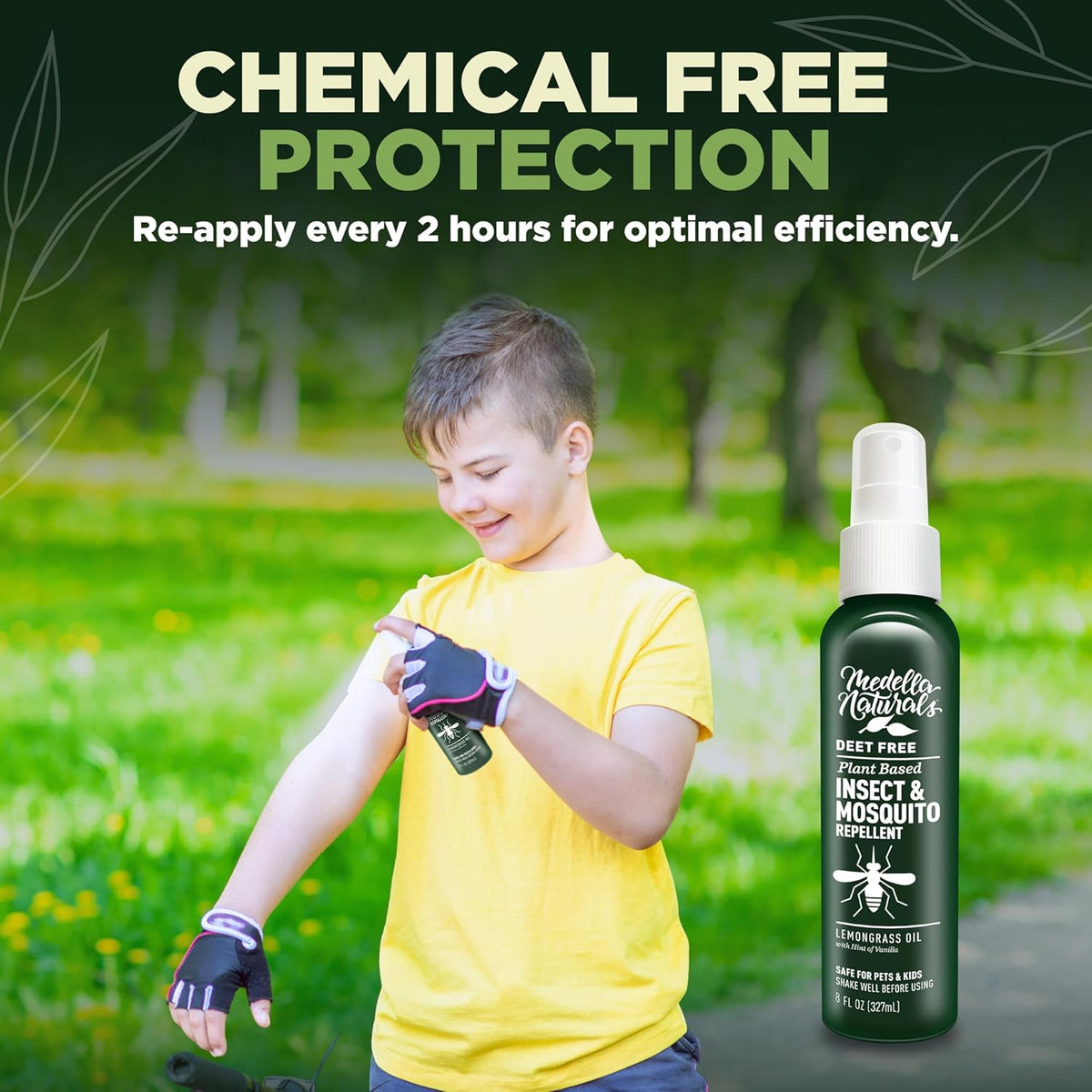 Deet-Free Insect & Mosquito Repellent 8oz – Nice Smelling Insect Repellent with Lemongrass Oil Safe