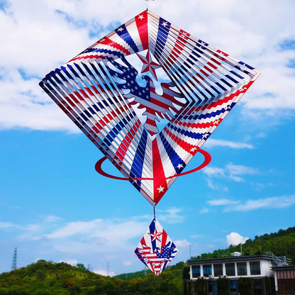 DJUAN 4th of July Decorations,13.5in Stainless Steel Eagle Flag Patriotic Wind Spinner Fourth of