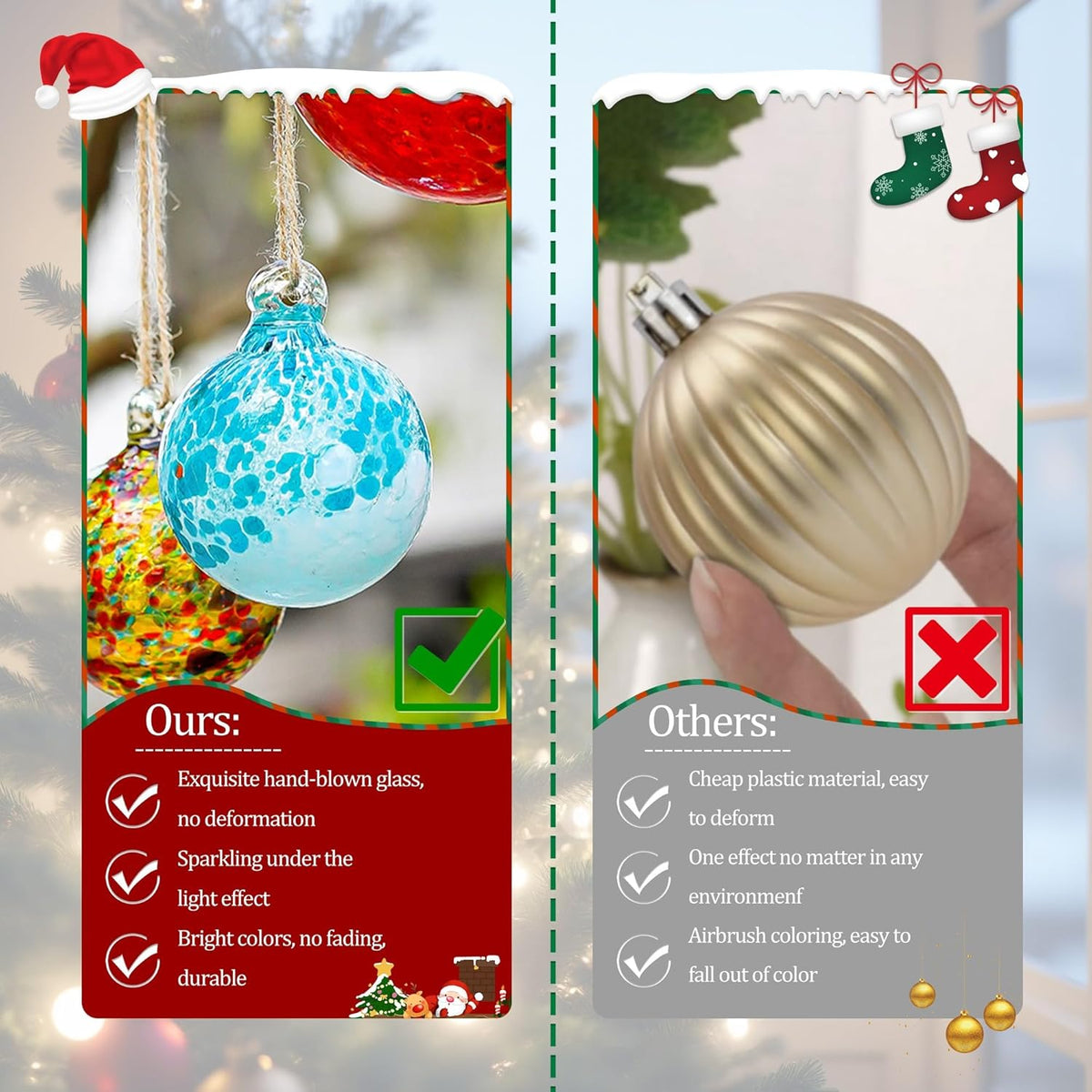 Hand Blown Glass Gazing Balls for Garden Hanging Friendship Balls Christmas Ball Ornaments for Xmas