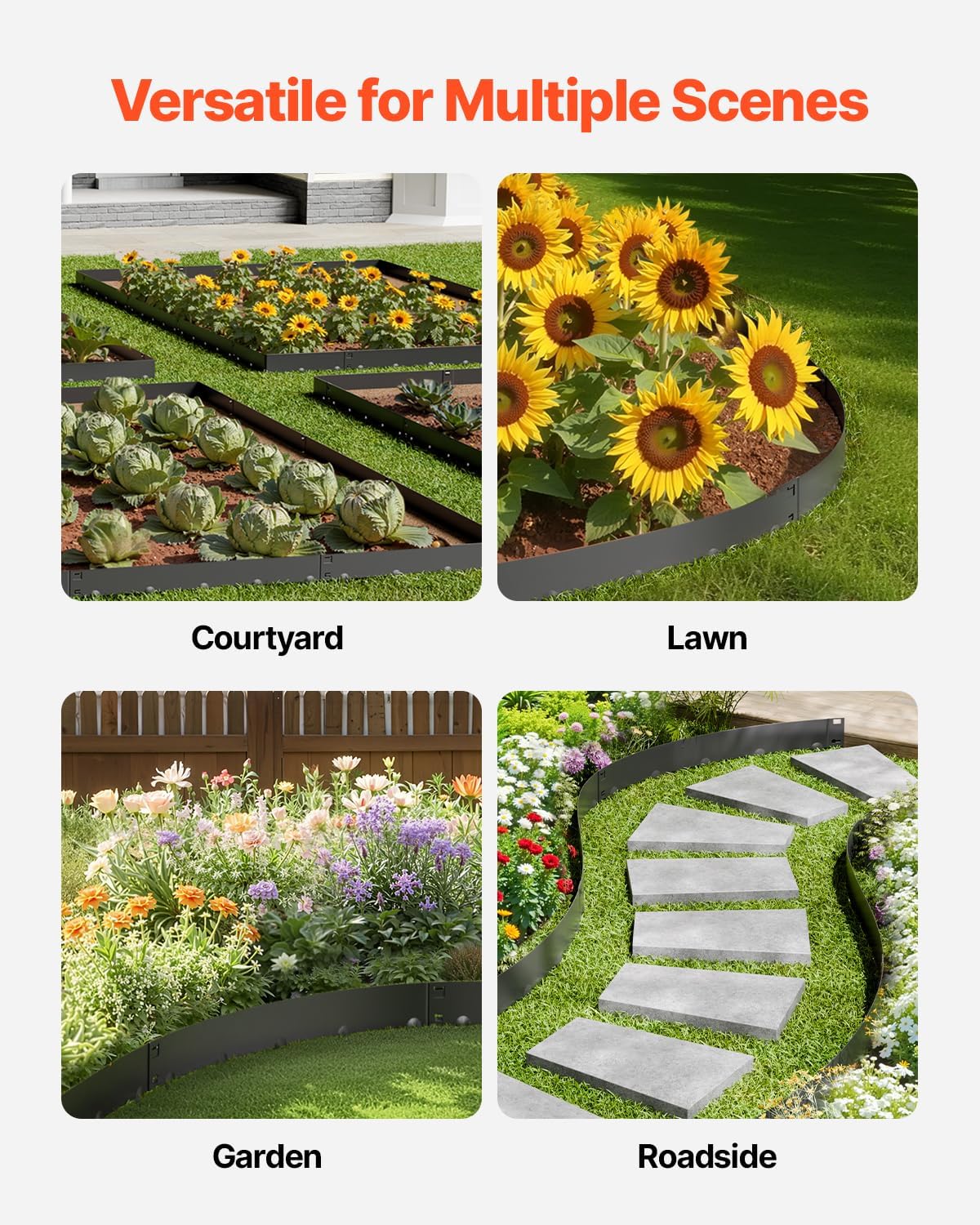 VEVOR Steel Landscape Edging, 5 Packs 39 x 4 in Rust-Resistant Metal Landscape Edging, Bendable