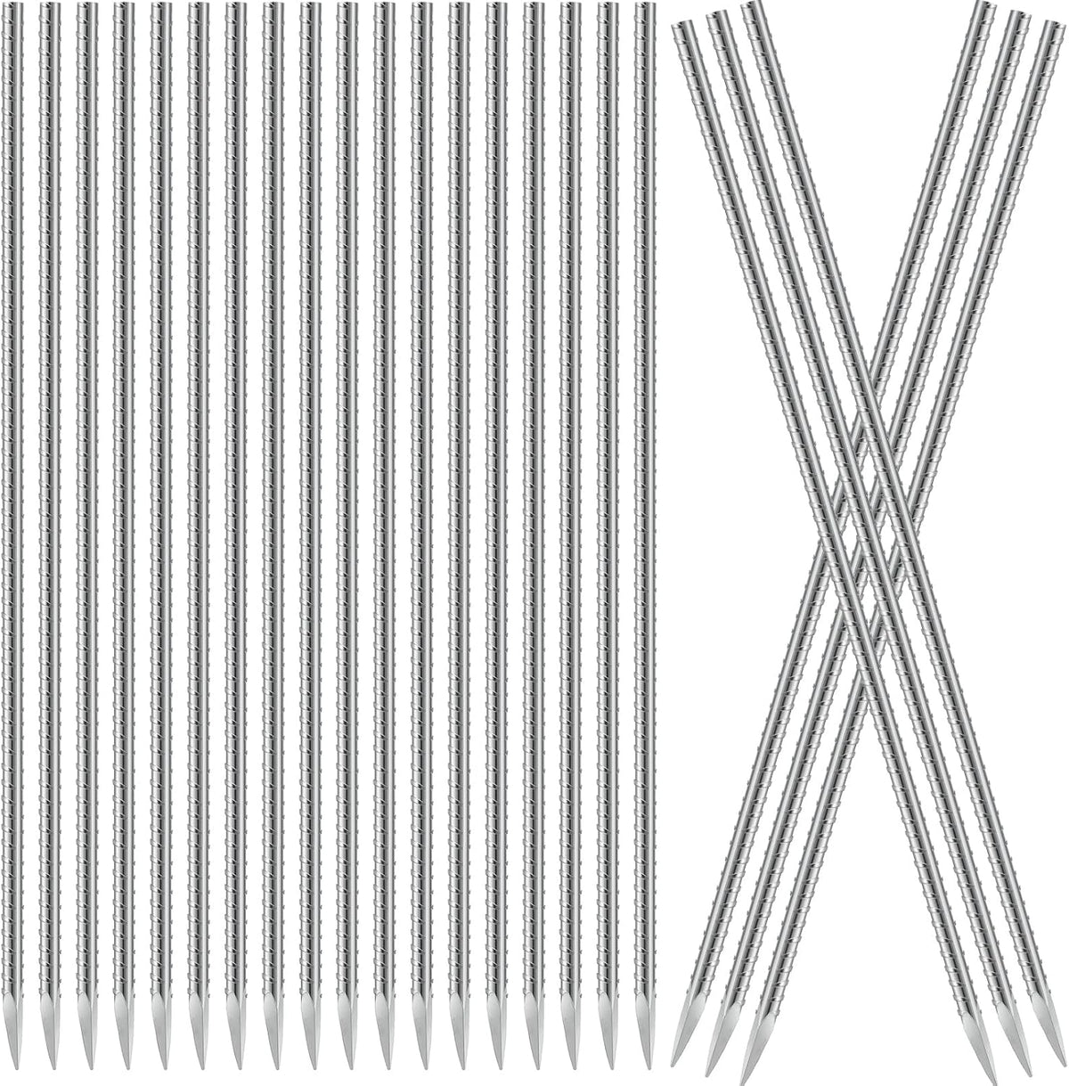 Gisafai 24 Pcs 12 Inch Ground Rebar Stakes Heavy Duty Ground Anchors Steel Plant Support Garden