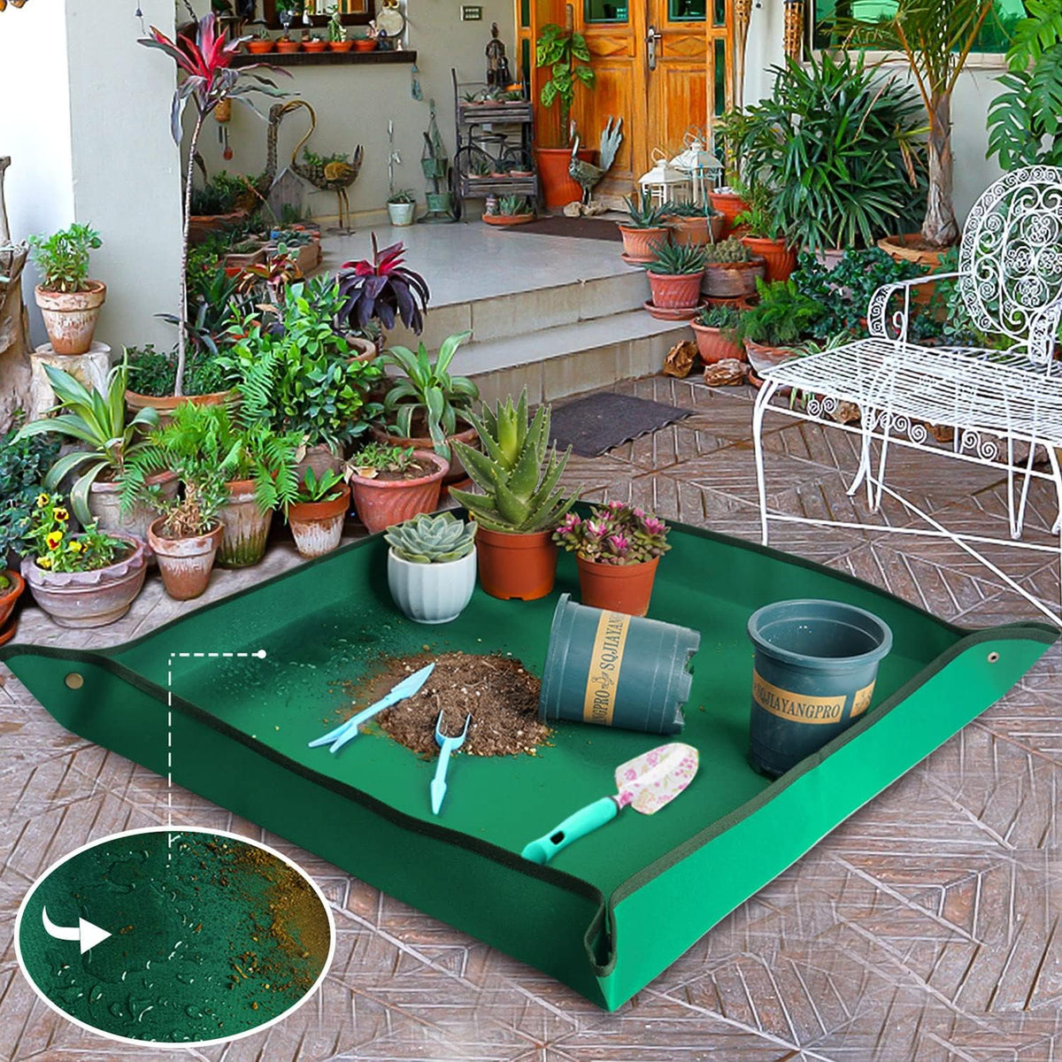 Plant Repotting Mat for Indoor Plants Transplanting Table Top Gardener Portable Potting Tray