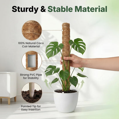 4 Pack 16" Moss Pole Monstera Plant Support - Stackable up to 48" - Plant Stakes for Indoor