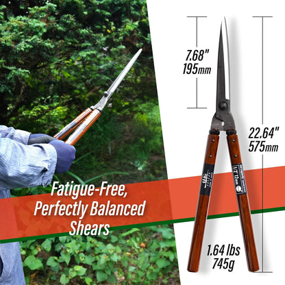 SUIZAN Hedge Shears 22.6" - Professional Japanese Garden Clippers for Precise Trimming Gardening