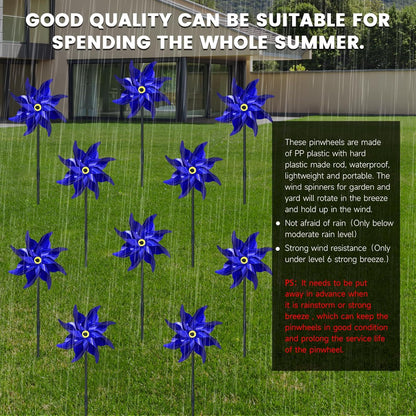 10 PCS Reflective Pinwheels for Yard and Garden Bird Devices Pre-Installed Sparkly Wind Spinner