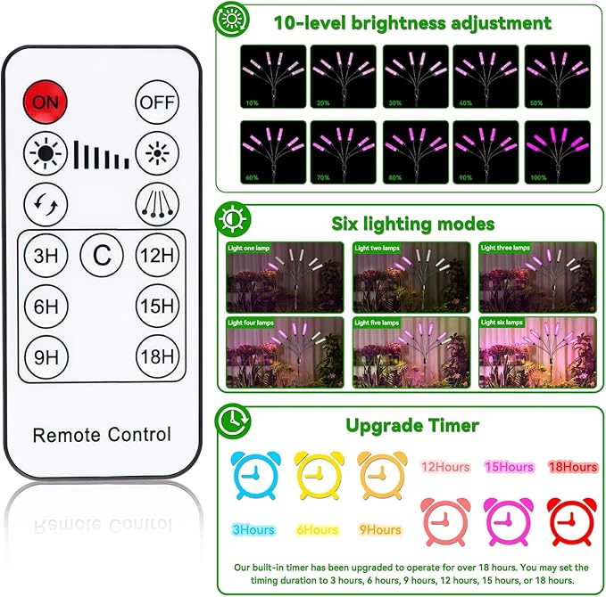 630 LEDs Grow Lights for Indoor Plants, Kalolary Full Spectrum Plant Light with Timer