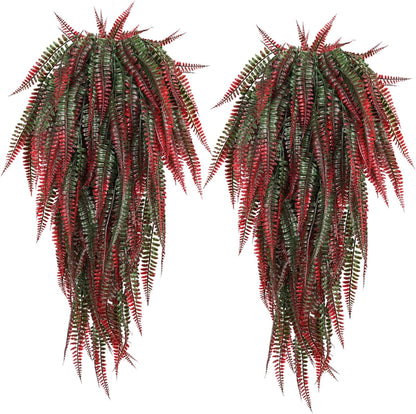 RECUTMS 4Pcs Artificial Boston Fern UV Resistant Fake Hanging Plants Greenery Plastic Ivy Leaves
