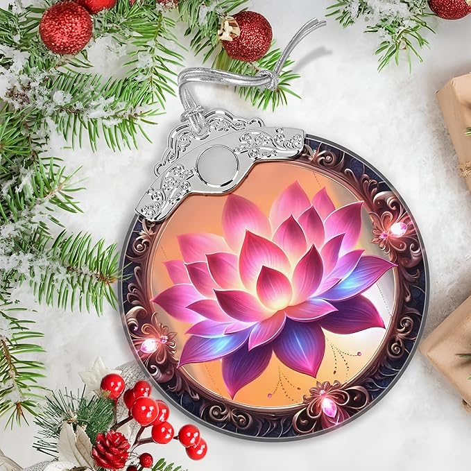 Christmas Ornament - Stained Glass Lotus - Home Decor - Holiday Present Ideas - Gift Exchange