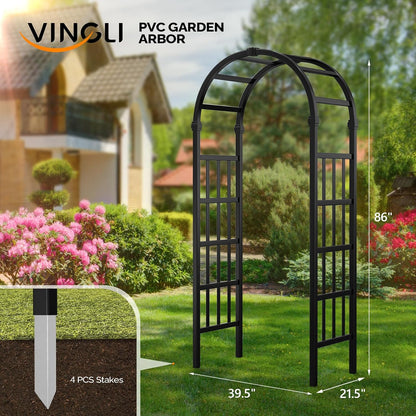 VINGLI Vinyl Garden Arbor, PVC Wedding Arch for Ceremony Party, Garden Trellis for Climbing Plants