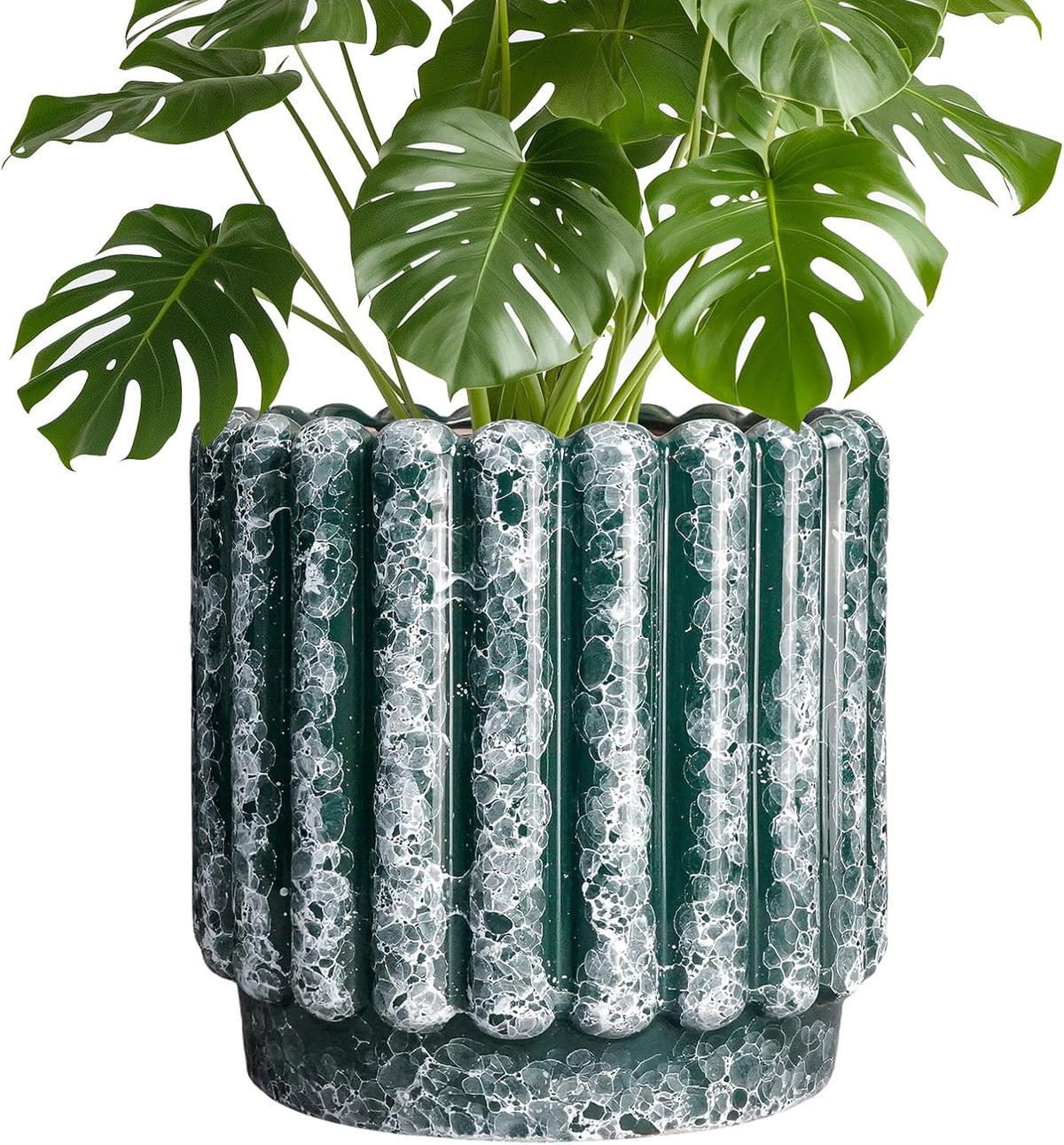 Ceramic Pots for Plants - 9.6 Inch Plant Pot Indoor with Drainage Hole, Large Ceramic Planters for