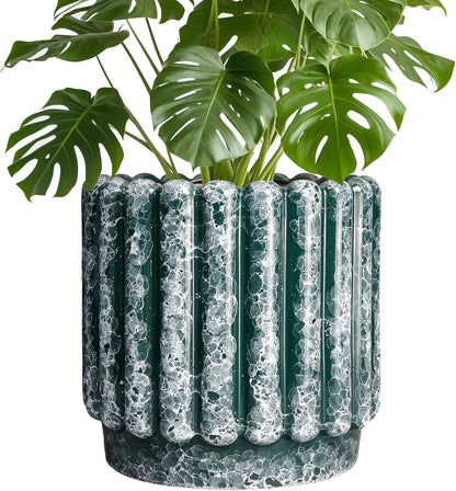 Ceramic Pots for Plants - 9.6 Inch Plant Pot Indoor with Drainage Hole, Large Ceramic Planters for