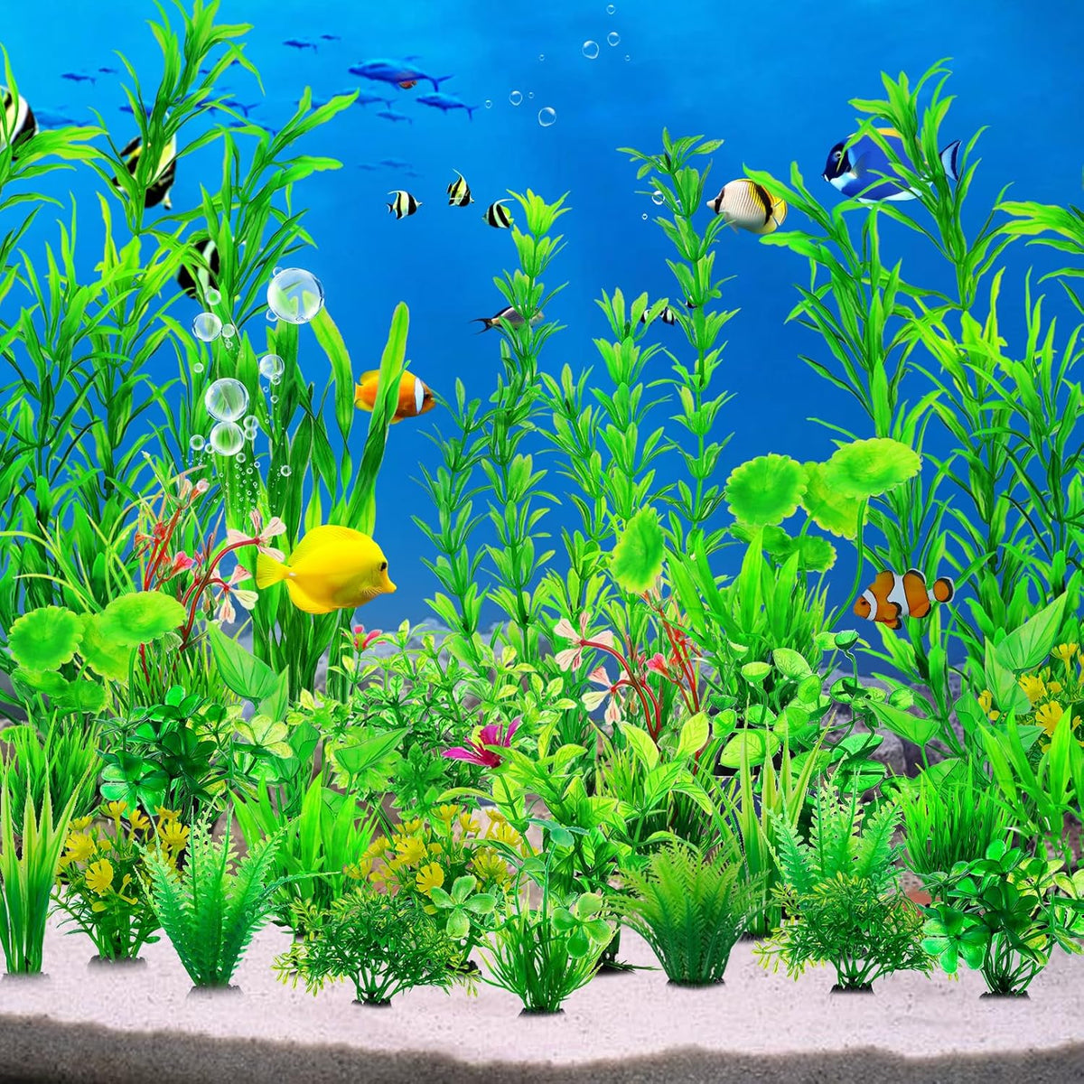 CousDUoBe 30pcs Fish Tank Accessories Aquarium Decorations Green Plants, Fish Tank Decor, Aquarium