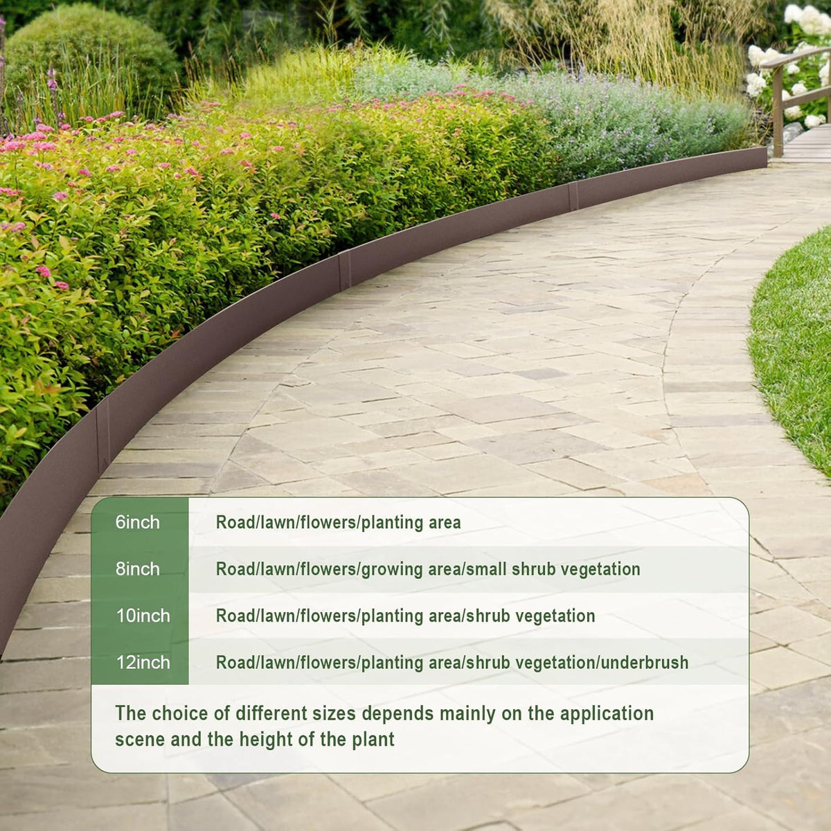 6PCS 40" L x 6" H Brown Landscape Edging - Each (20ft Total) Galvanized Steel Edge for Lawn Yard