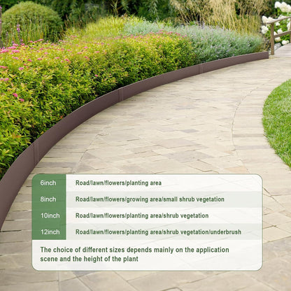 6PCS 40" L x 6" H Brown Landscape Edging - Each (20ft Total) Galvanized Steel Edge for Lawn Yard