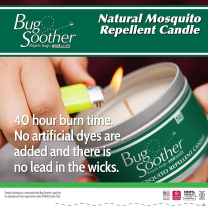 Bug Soother Candle - Natural Insect, Gnat and Mosquito Repellent 2 Candles, 1oz Bottle of Bug Spray