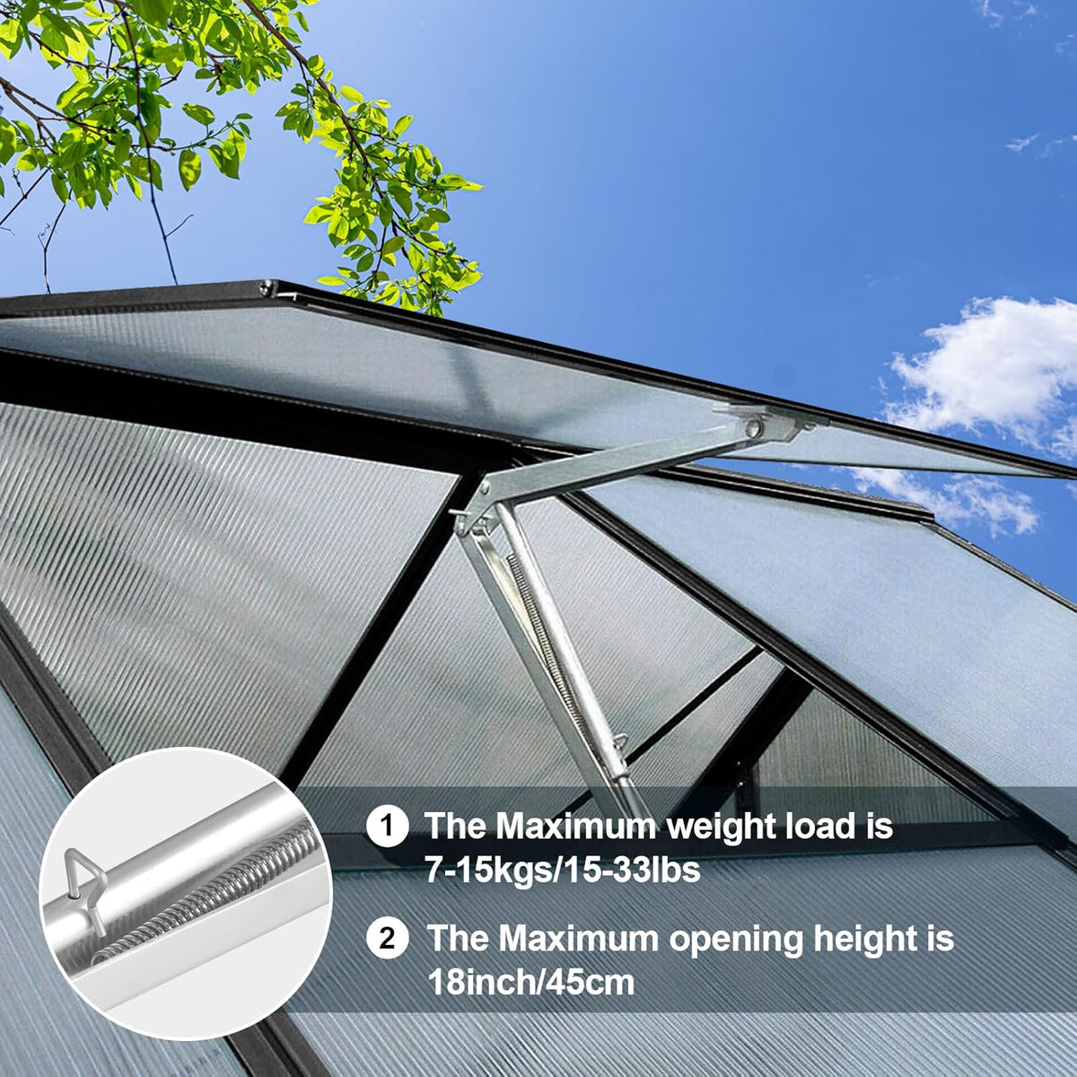 Auto Roof Vent Opener 2PCS Greenhouse Automatic Vent Window Opener Greenhouse Accessories Solar