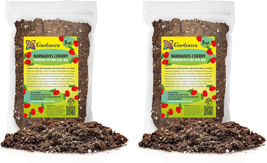 Gardenera Barbados Cherry Plant Potting Soil - All-Natural Blend for Thriving Cherry Plants