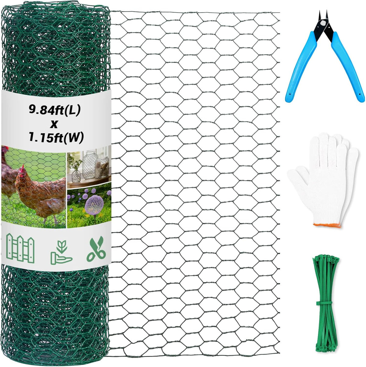 Chicken Wire Fence for Craft,13.78 x 118 Inch Lightweight Galvanized Hexagonal Chicken Wire