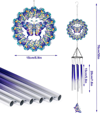 TUOKING Wind Chimes for Outside Butterfly Wind Spinner Windchimes Hanging Decoration for Outdoor