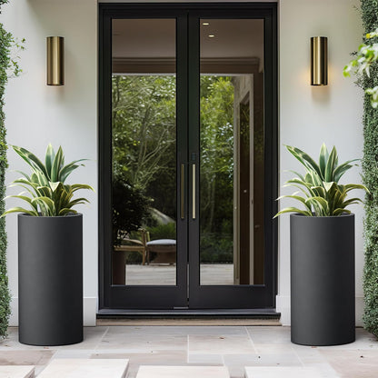 Kante 27.8 Inch Tall Cylindrical Planter, Large Round Plant Pots with Drainage Hole, Made with