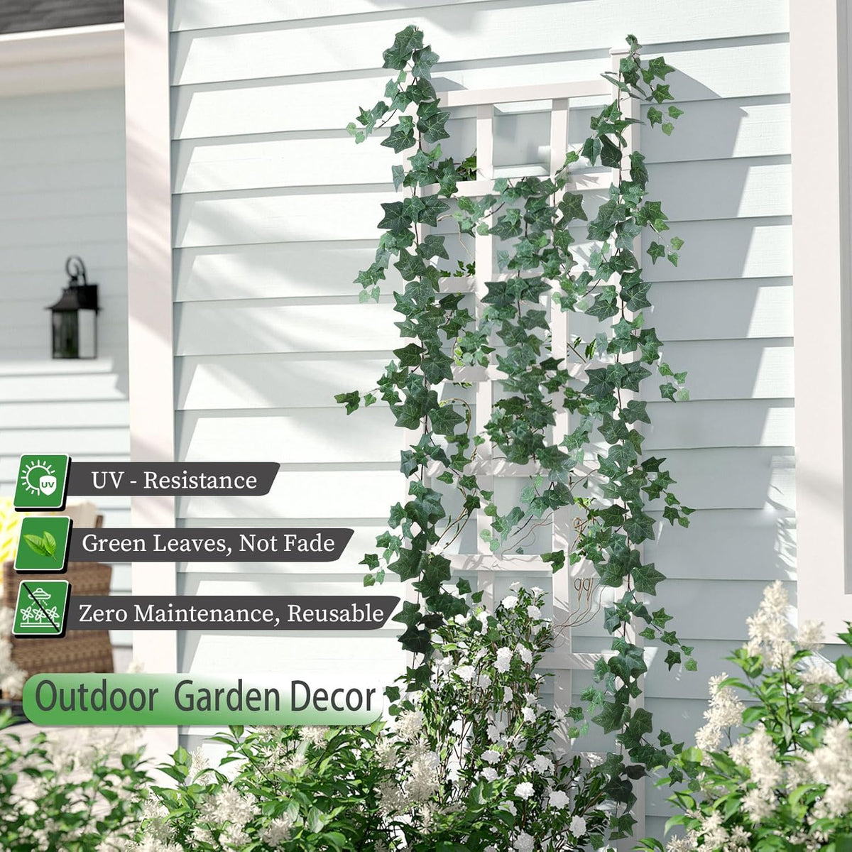 mizii 5 Pack 395" Artificial Vines Ivy Garland Fake Vine Realistic Silk Green Leaves Faux Hanging